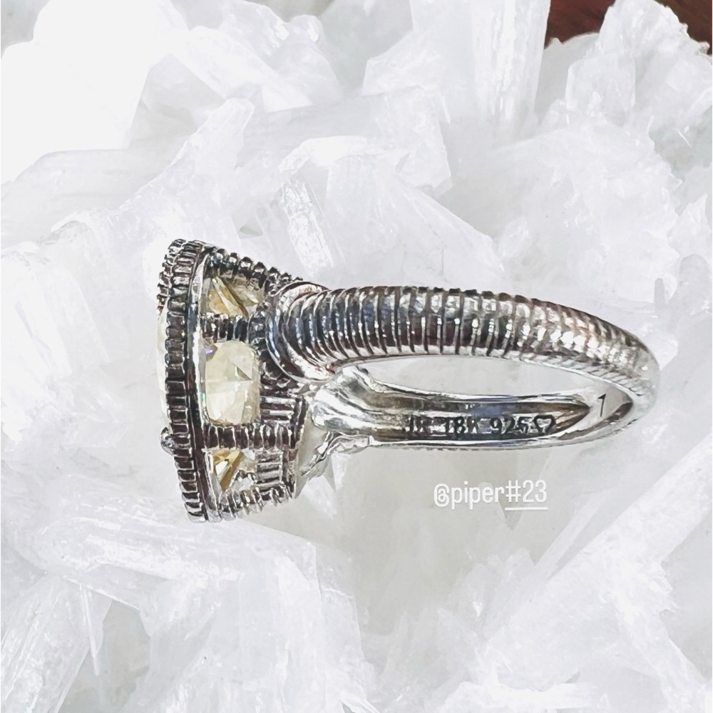 Judith Ripka JR TWO Canary Crystal & White Sapphire “Lola” Heart-shaped Ring - Picture 10 of 11
